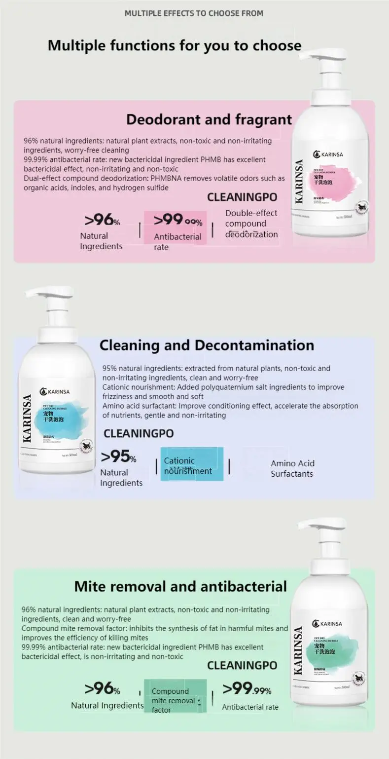 Pet dry cleaning bubble mite removal and antibacterial